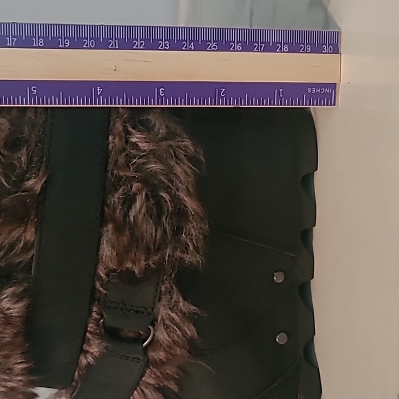 Sorel Joan Of Arctic Deep Gray Leather Suede Faux Fur Wedge Heel Ankle Boots 9 - Picture 11 of 12